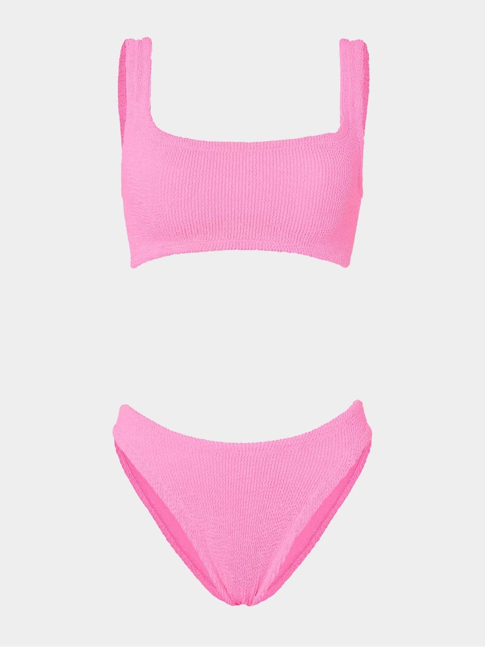 Hunza G Pink Coverage Xandra Textured Scoop Bikini Set